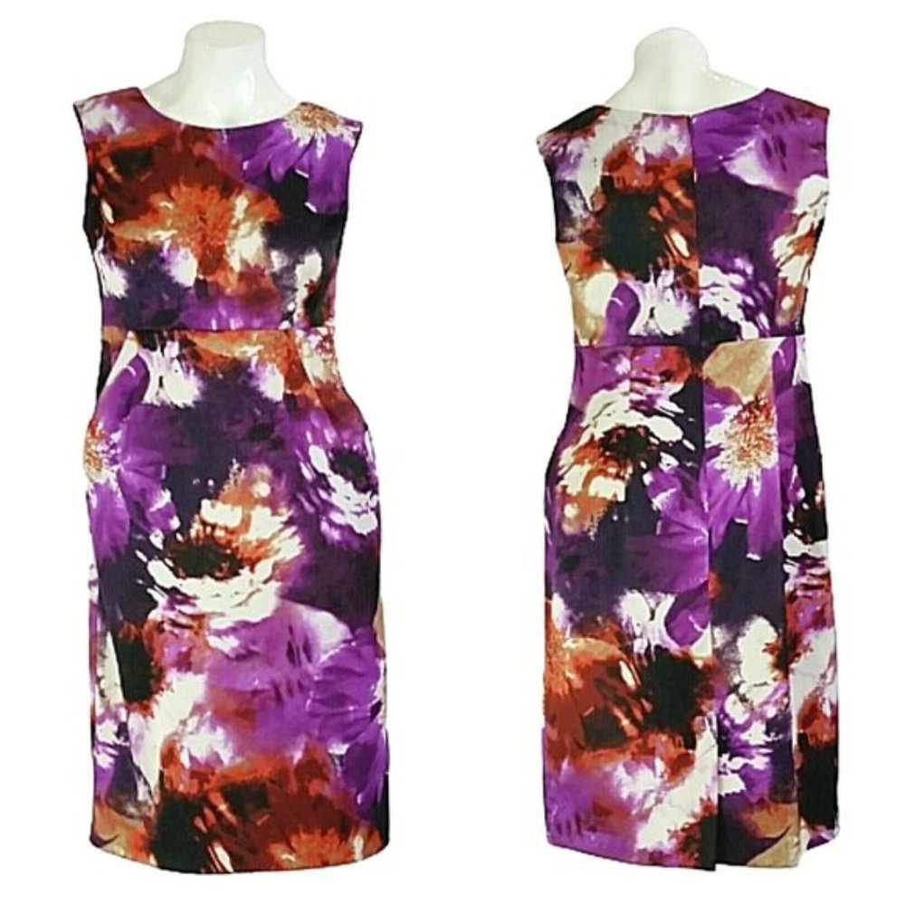 I.N. Studio Floral Satin Sheath Dress w/ Pockets